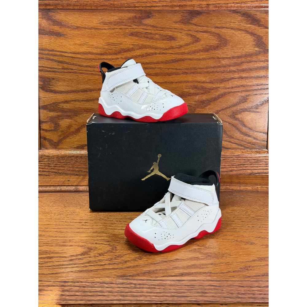 Jordan 6 Rings Toddler Shoes White Gym Red Black 323420-160 Size 6C